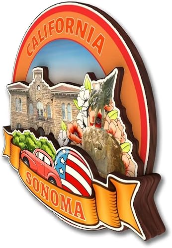 Miniatura 3 de Sonoma California USA America - Imán para nevera de madera, colección 3D, hecho a mano, viajes, ciudad, recuerdos, refrigerador, decoración del