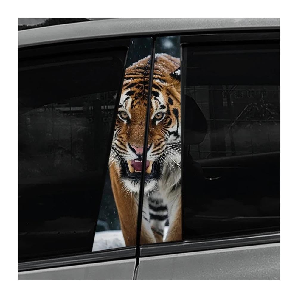 Decorative Items 2PCS Auto Center Pillar Sticker Tiger Waterproof Car B-Pillar Vinyl Decals(F)