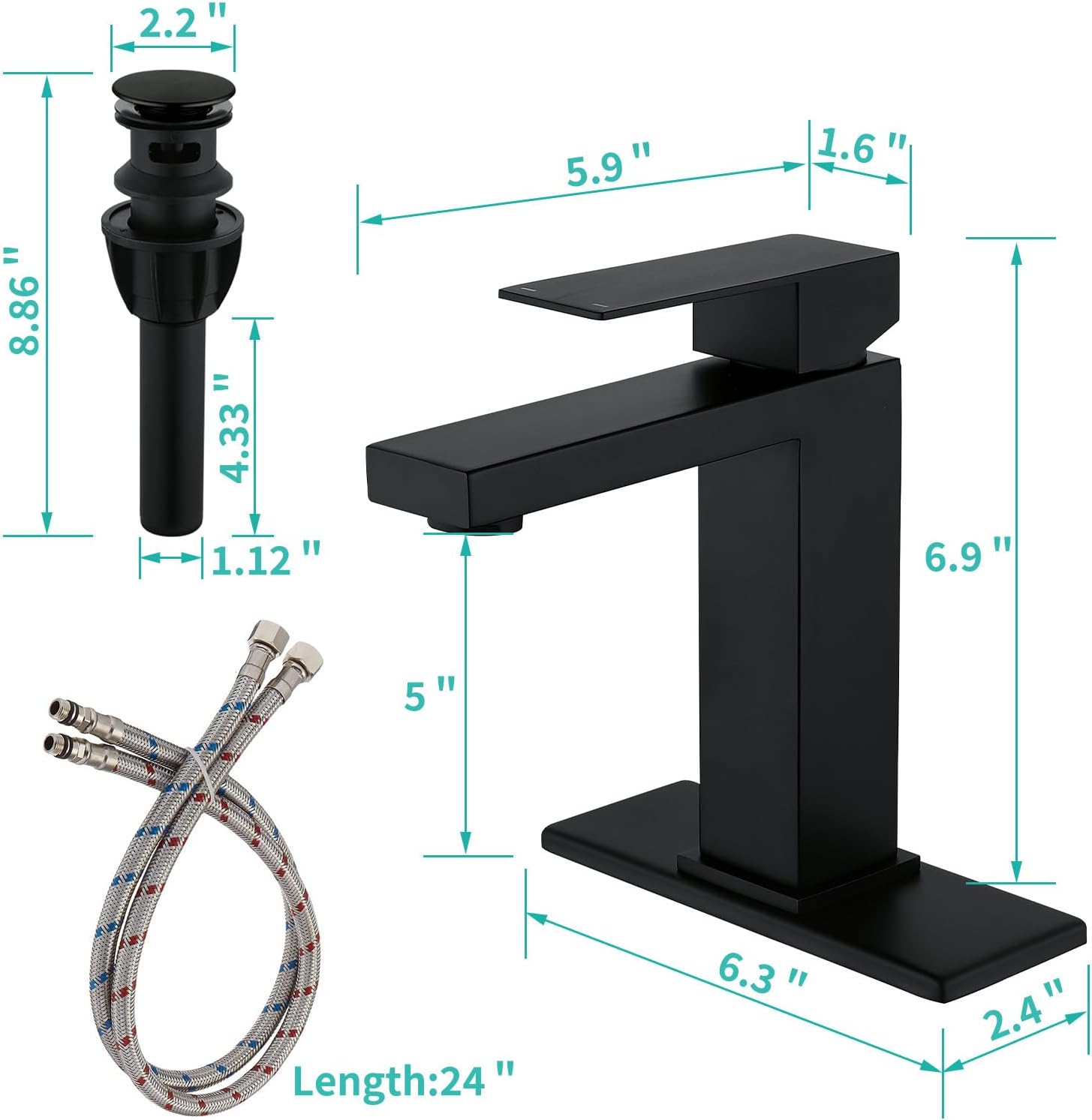 Matte Black Stainless Steel Single Handle Bathroom Faucet