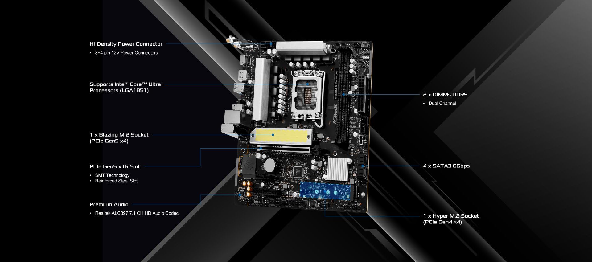 Amazon.com: ASRock B860M-X Gen5 WiFi LGA1851 Micro-ATX Motherboard