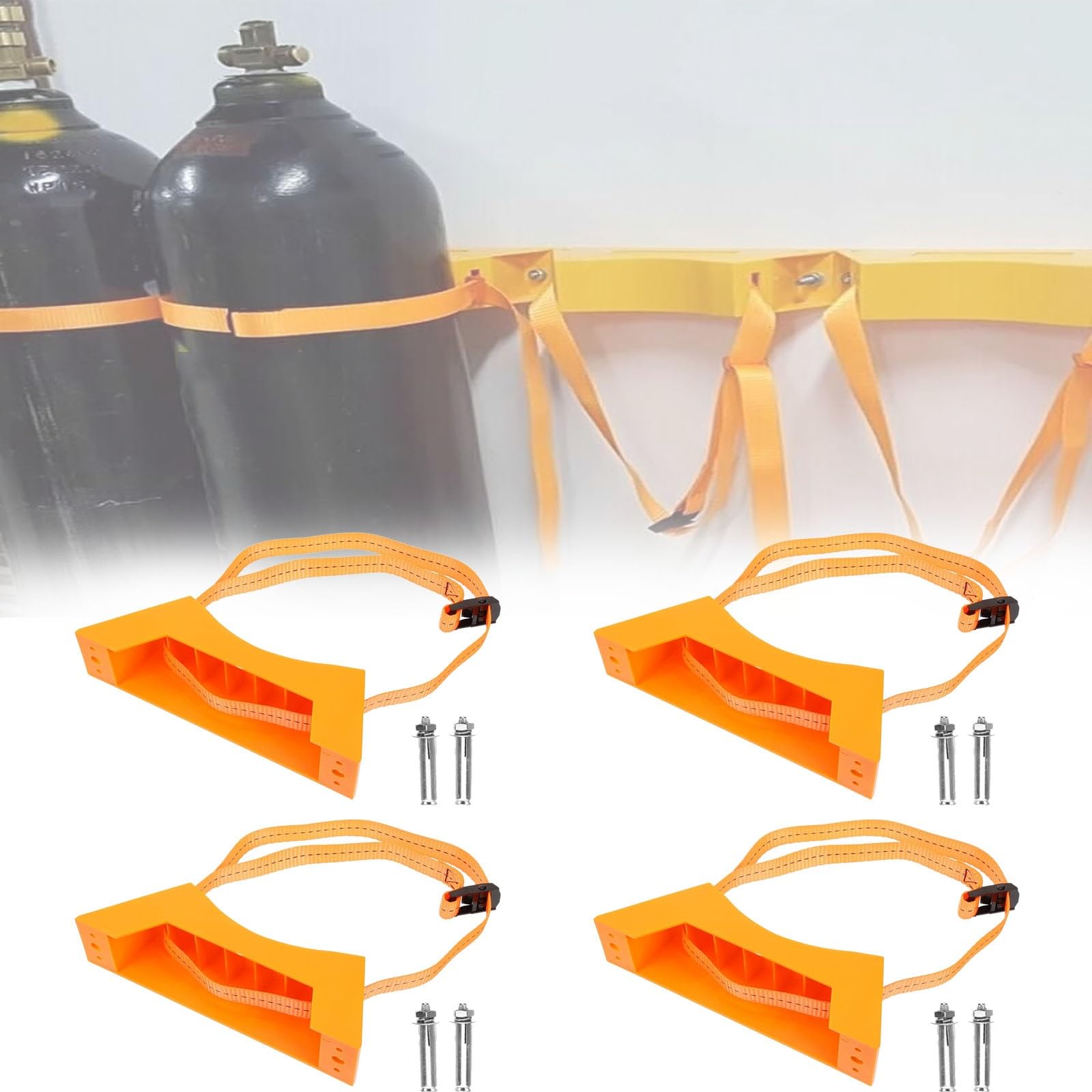 4-Zylinder-Gasflaschen-Wandhalterung, robustes Lufttank-Aufbewahrungsregal für Werkstatt, Sauerstoff/Propan/Wasserstoff/Stickstoffhalter