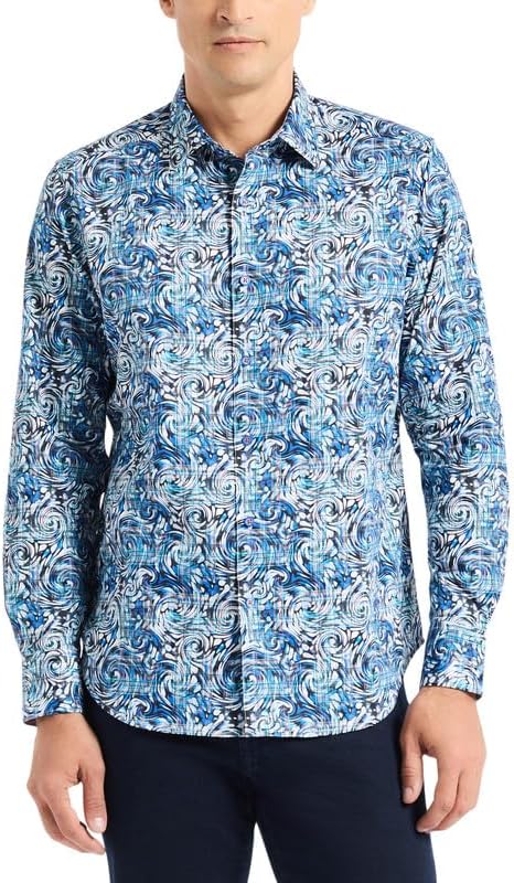 Robert Graham Men's Zeth Long-Sleeve Shirt, Premium Button Down Top, Classic-Fit & Richly Detailed for Wear