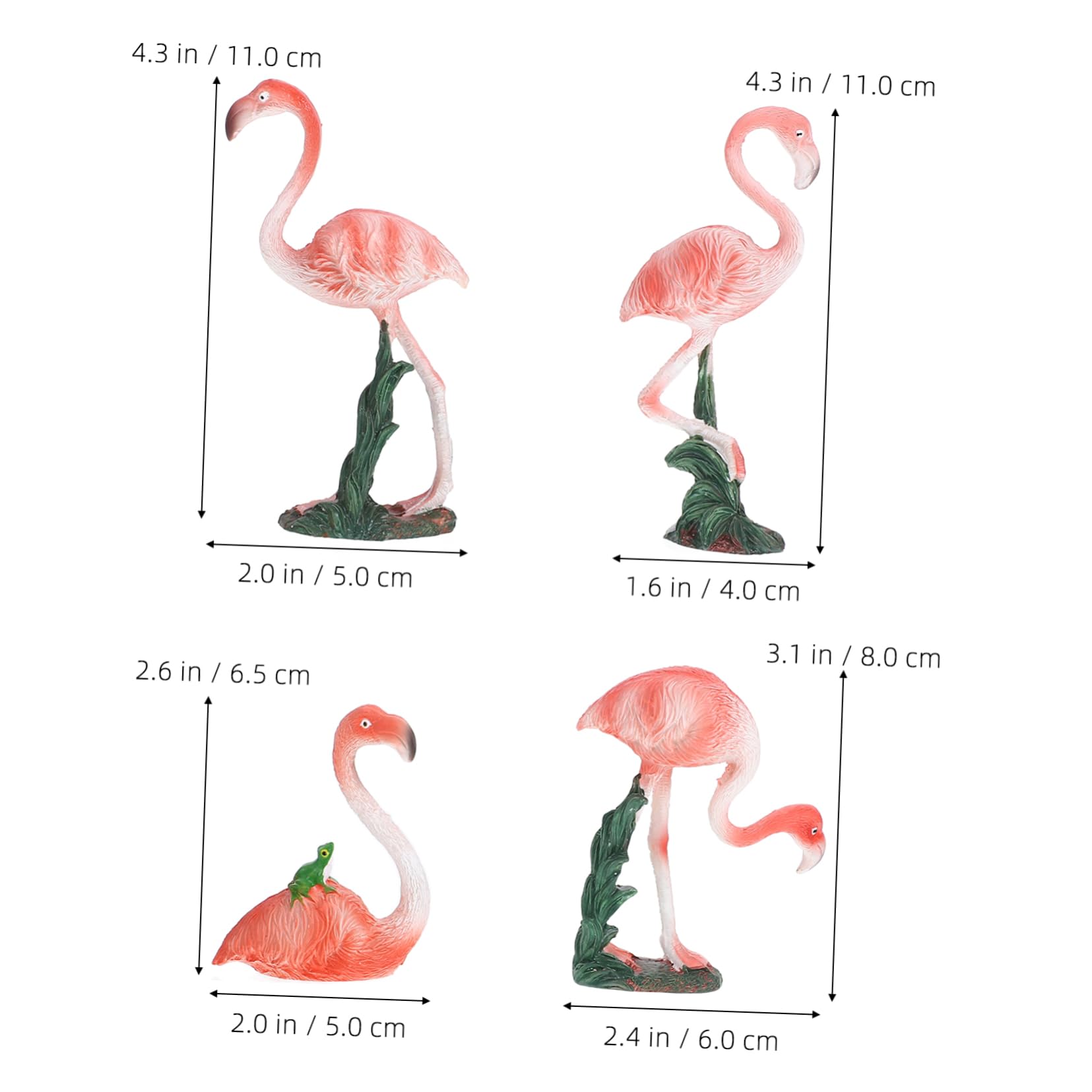 Toddmomy 4 Pezzi Statuette di Fenicottero in Resina, Decorazioni da Giardino per Bonsai e Micro Paesaggio, Rosa, Ornamento Piccolo