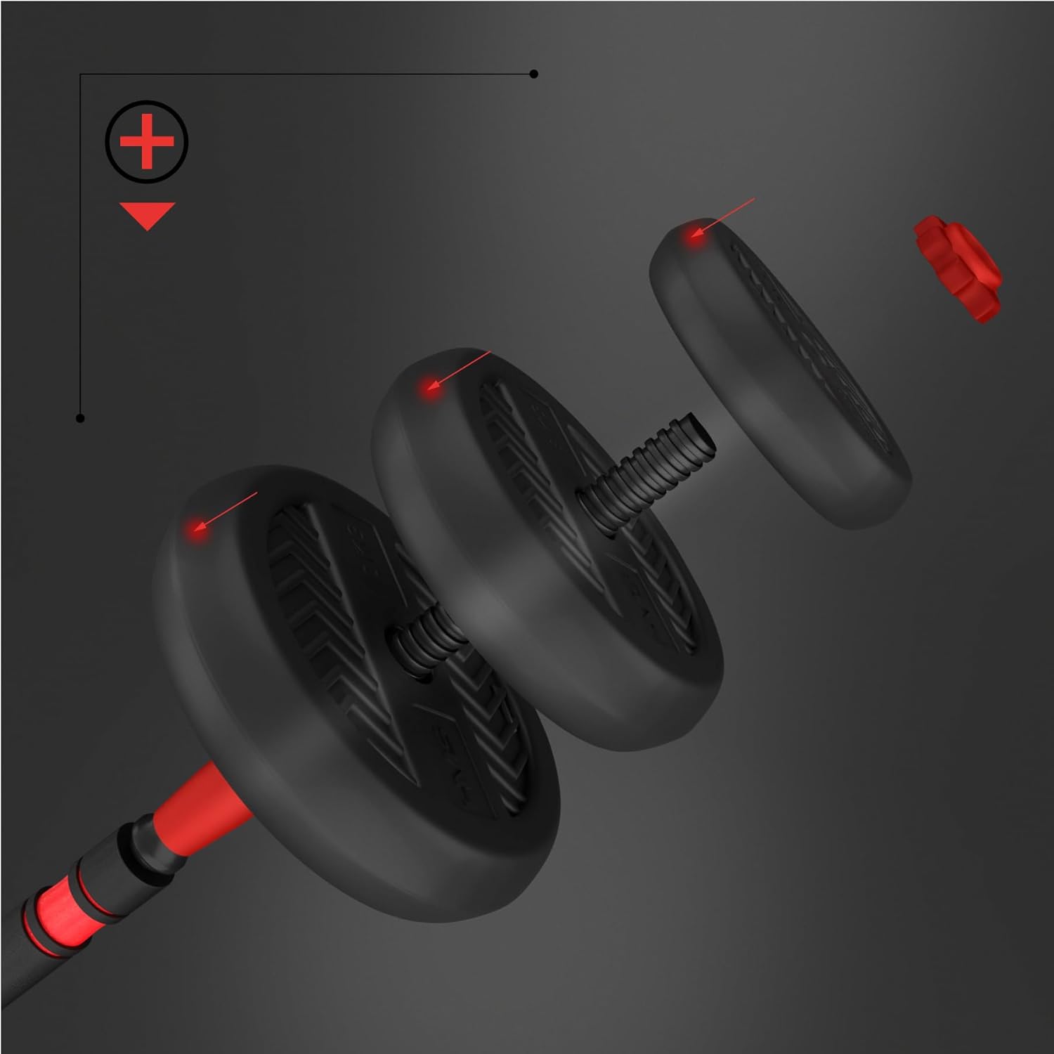 6-in-1 Weight Set HMS SGN130 (Barbell Dumbbell and Kettlebell) 30 kg