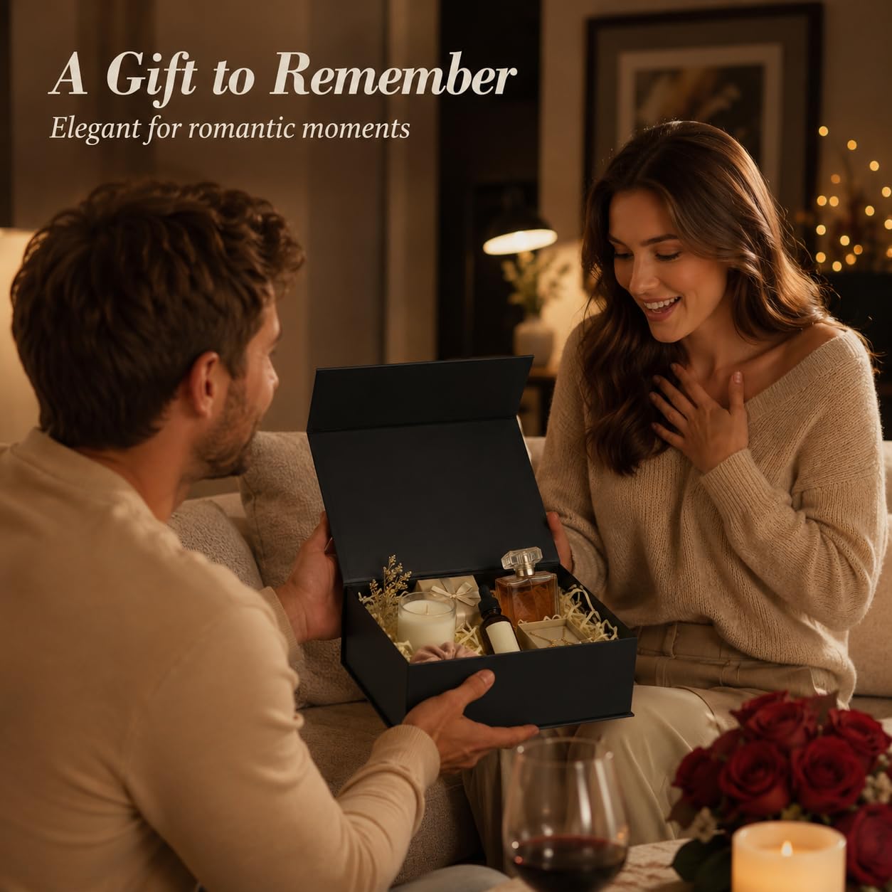 5 scatole regalo, scatole regalo nere magnetiche, scatole regalo nere per regali, coperchi con chiusura magnetica, confezione regalo per matrimoni, Natale, Halloween, regali di compleanno