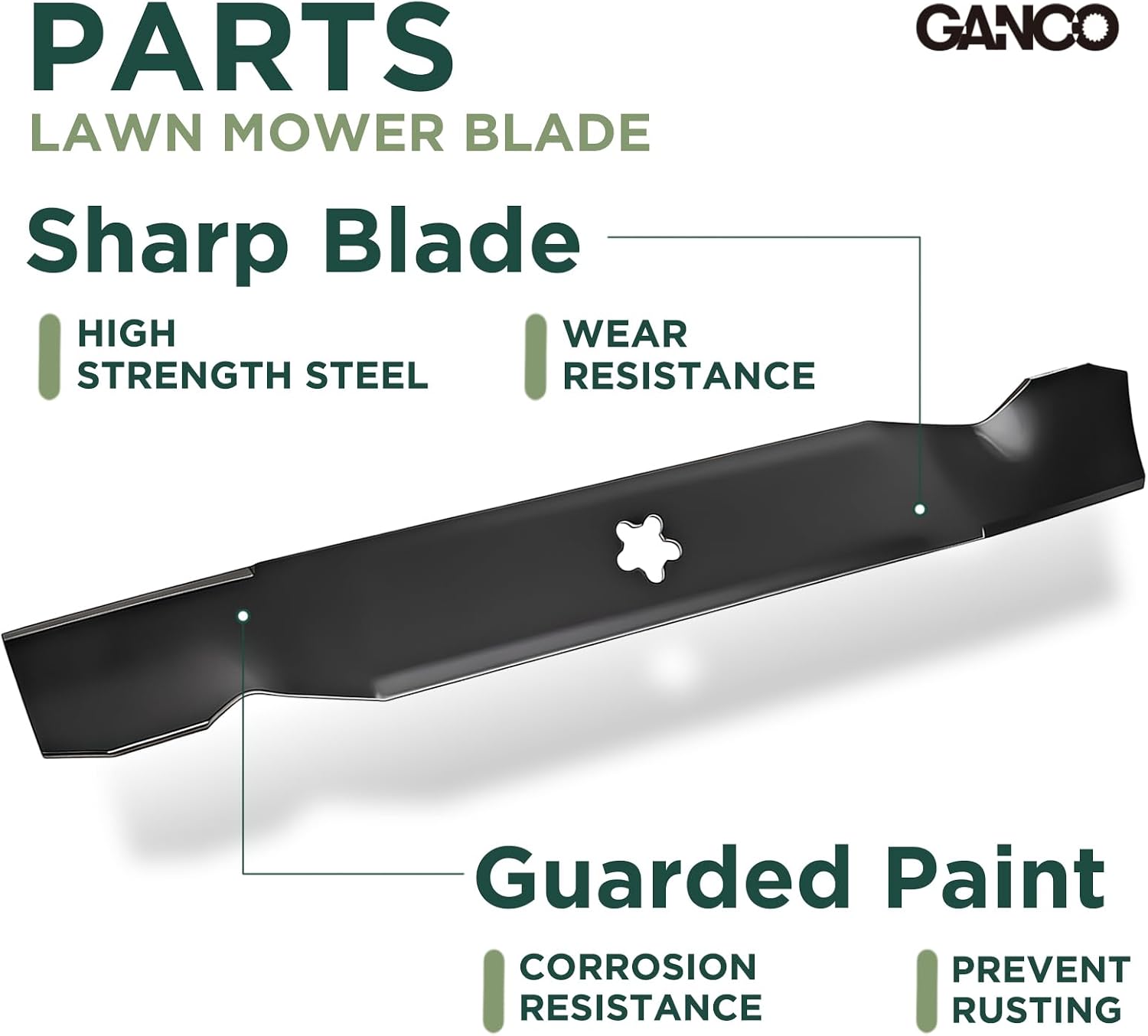 GANCO 532137380 156468 High Lift Blades Replacement Part for Husqvarna GT200 GTH220 GTH2350 Poulan PP20H50J Lawn Mower with 50" Deck (Pack of 3 Lawn Mower Blades)