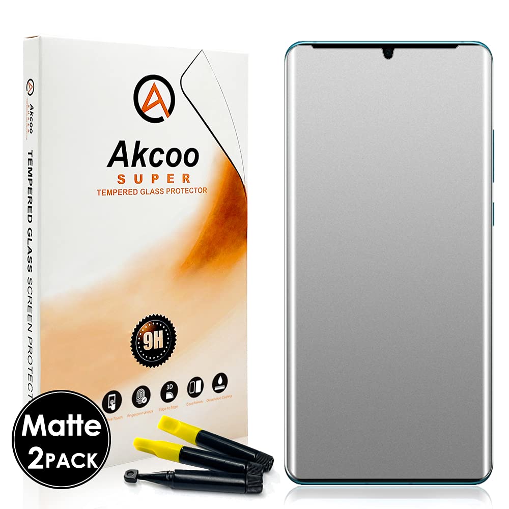 [2 Pack]For Huawei P30 Pro Matte Screen Protector,Akcoo UV Tempered Glass[Liquid Dispersion Tech] anti-glare/sensitive touch/case friendly