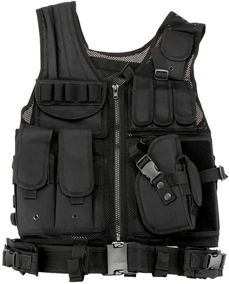 Capa de Colete Tático Modular em Poliéster 600D – Ajustável com Bolsos, Bolsa Removível e Ideal Para Caça, Paintball, Airsoft e Trilha