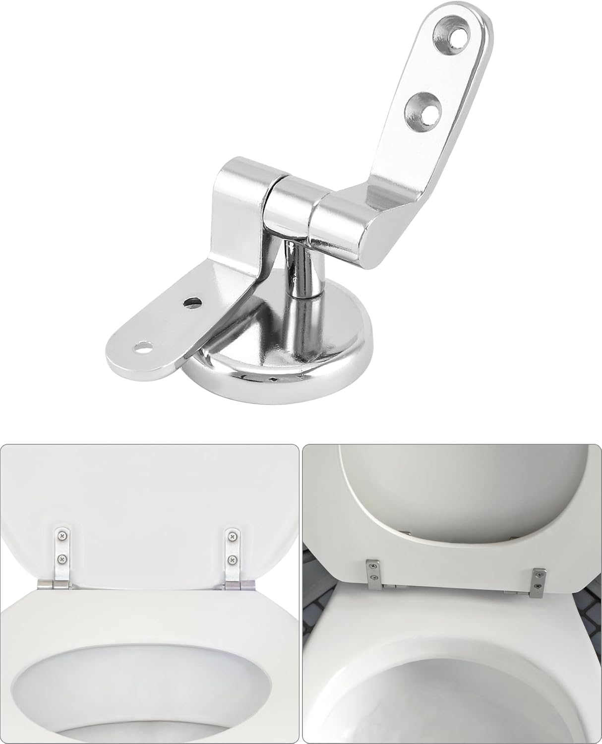 QWORK Toilet Seat Hinge Replacement Kit – Fits 110–150 mm Two-Hole Mounts for Wooden, Plastic & Resin Lids