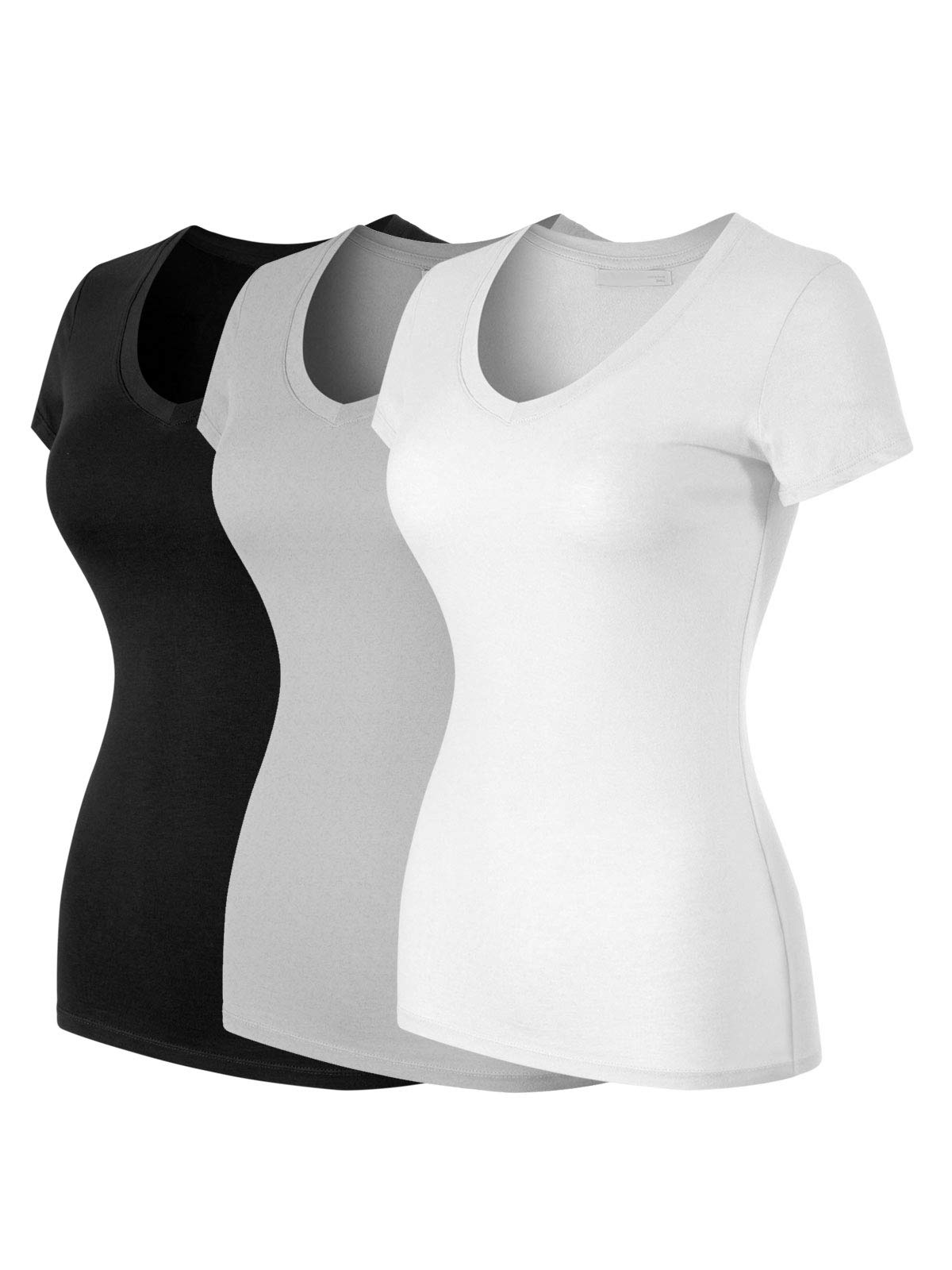 Design by OliviaWomen's Basic Solid Multi Colors Fitted Short Sleeve T-Shirt [S-3XL]