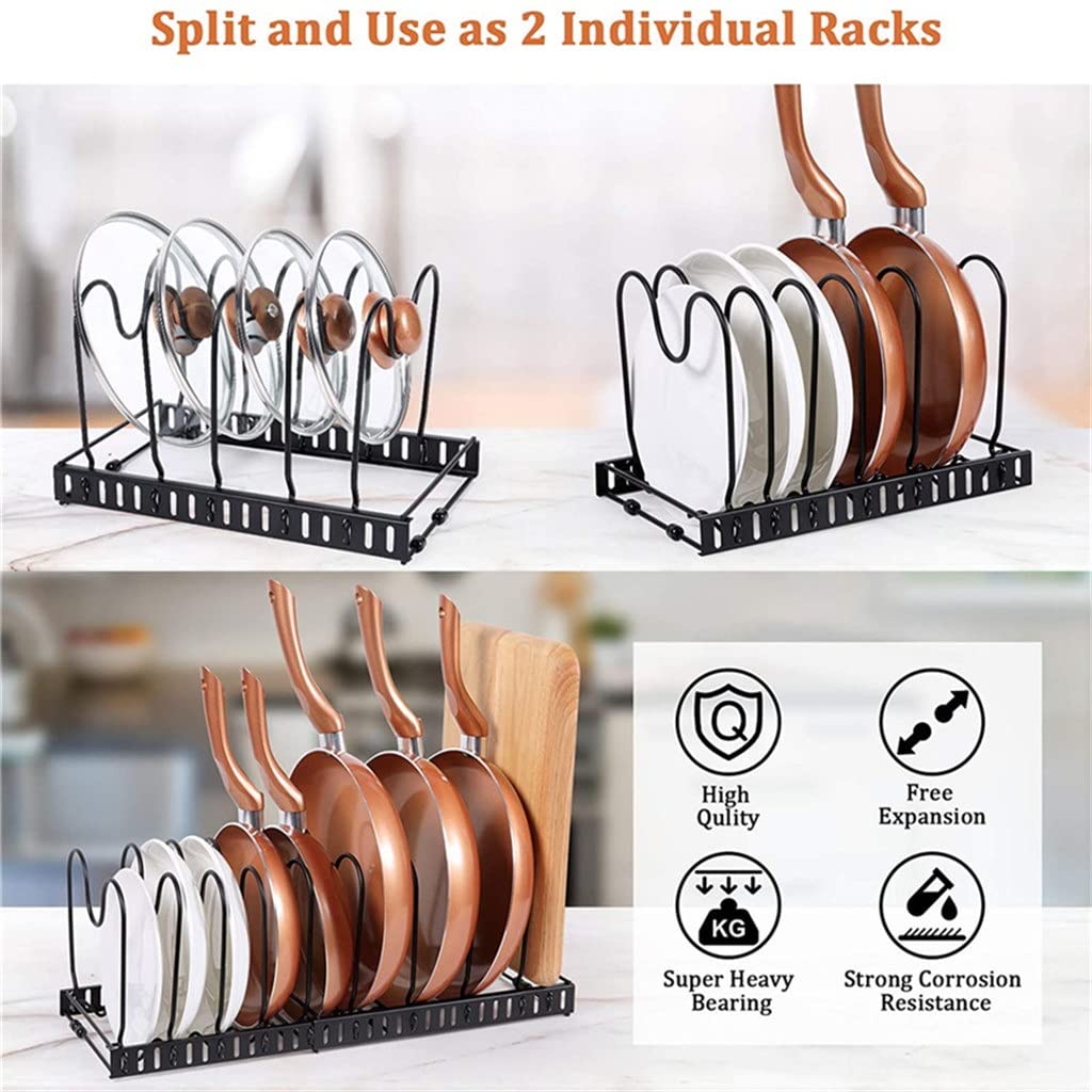 Organizzatore per pentole e padelle per armadietto da Cucina, Porta pentole, Coperchio, Organizer, 10 divisori, Set di Accessori da Cucina