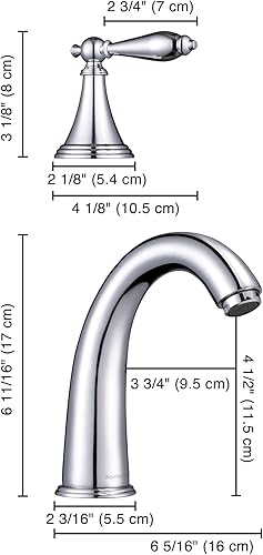 Miniatura 8 de Aquaterior Grifo de baño de 3 agujeros de 8 pulgadas para fregadero de montaje en pared de montaje inferior generalizado 2 manijas mezclador grifos