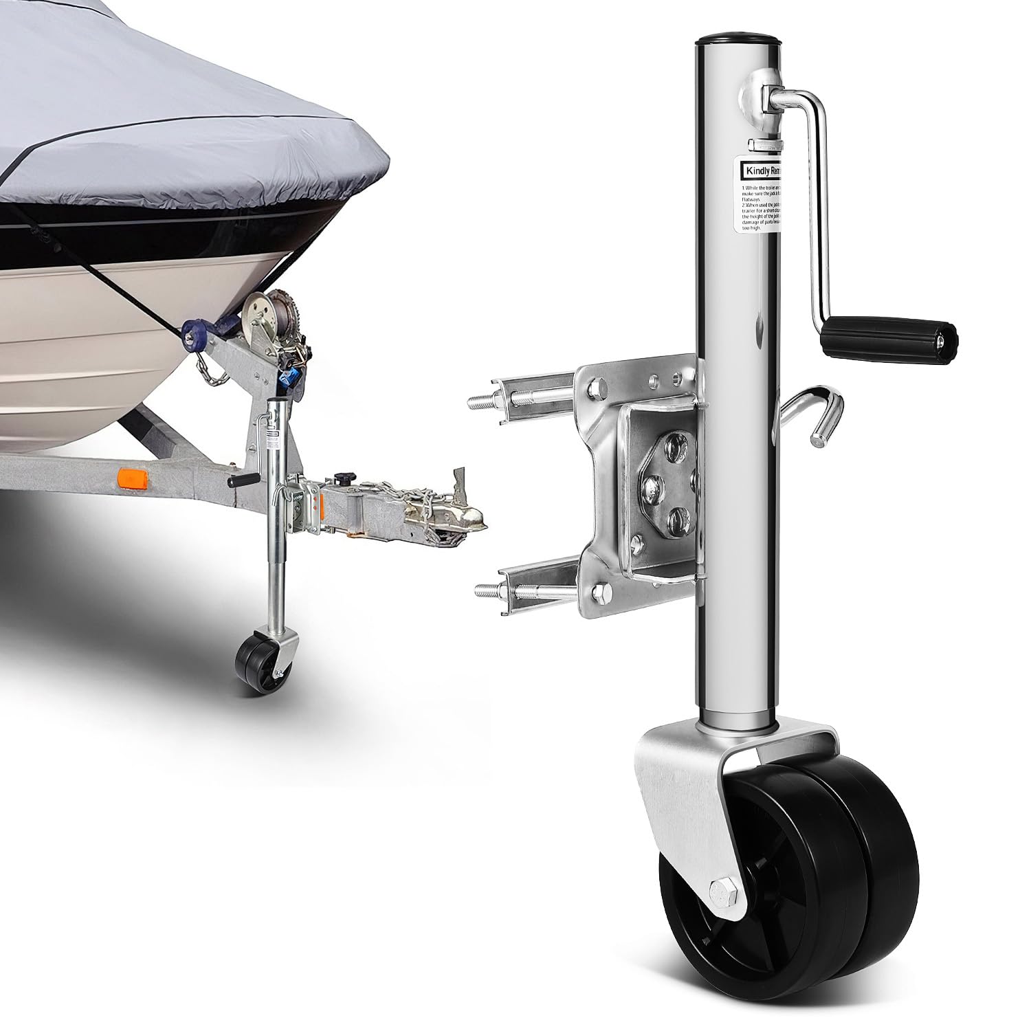 Trailer Jack with Dual Wheels, 1500 lbs Capacity Heavy Duty Swivel Boat Trailer Jack, 13" Lift, Bolt-on Trailers Tongue Jacks for RV Boat Trailers