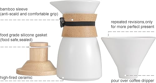 Miniatura 4 de Artisan Series Pour Over Juego de cafetera de cerámica Obras de arte de porcelana, cerámica, loza o vidrio, jarra de café de goteo de mano de 19 oz