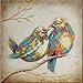 Beauty Decor 100% Hand Painted Oil Painting Animal Colorful Birds Painting with Stretched Frame Wall Art for Home Decor Ready to Hang (16X16, Quirky Birds)