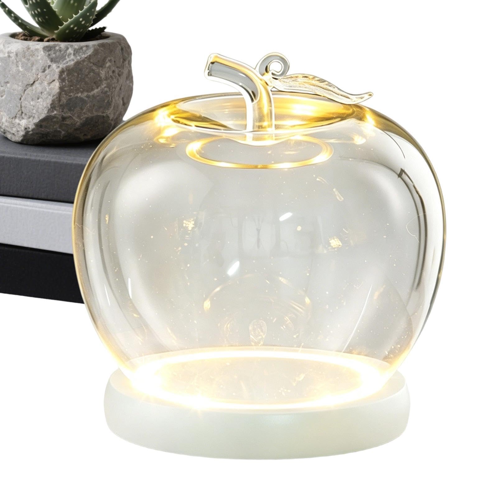 Dôme en verre lumineux en forme de fruit cloche transparente pour figurine