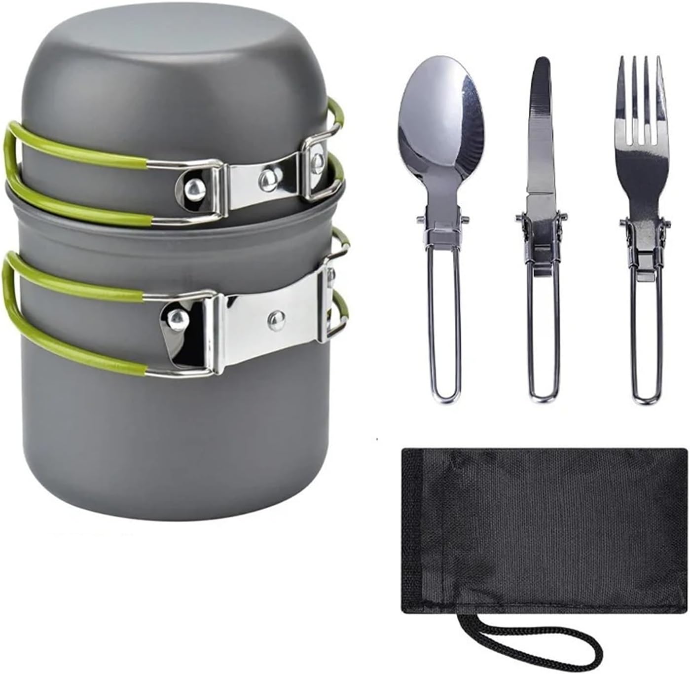 Outdoor Camping PicnicTableware Kit Cookware Set Foldable Spoon Fork Knife Kettle Cup Equipment Supplies