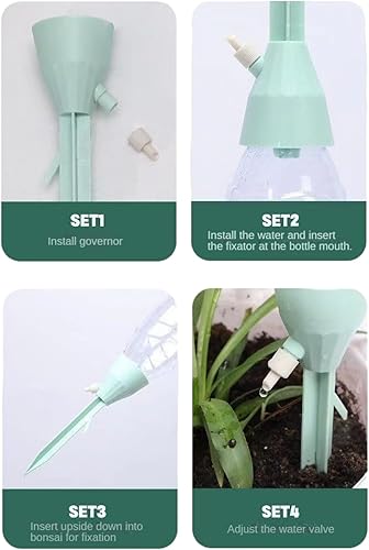 Miniatura 5 de Paquete de 3 estacas de riego automático con interruptor de válvula ajustable para un cuidado eficiente de plantas en interiores y exteriores