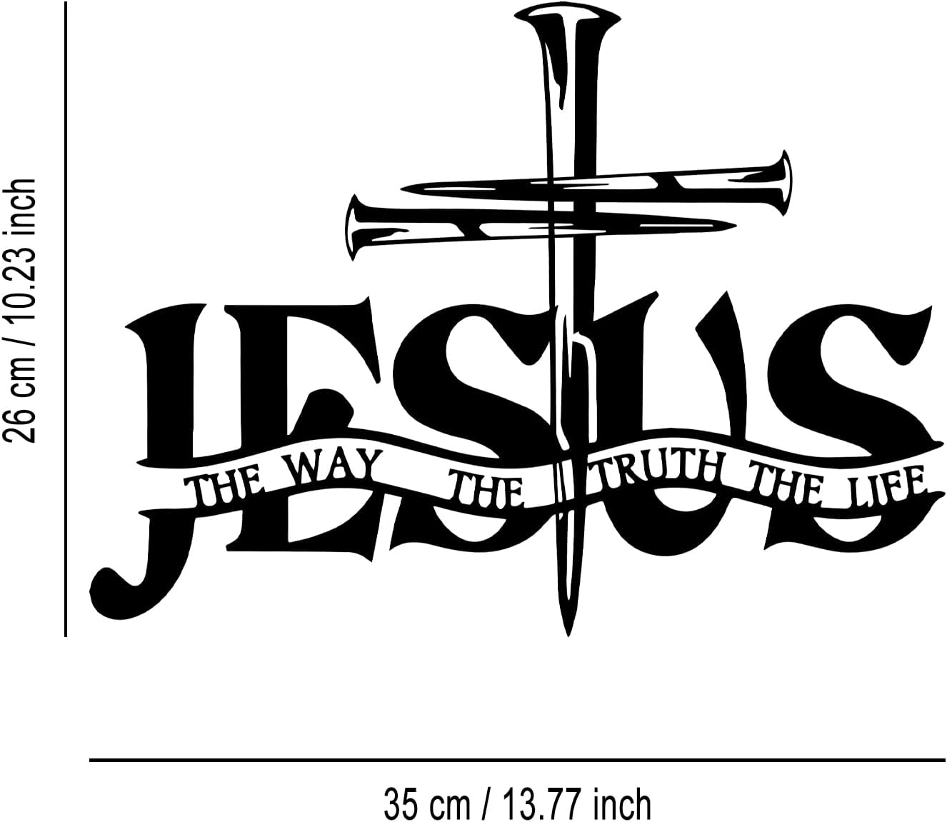 Cross Jesus Truth Metal Wall Decor - Religious Spiritual Faith Room Decor Black Wall Art Home Decor for Living Room, Bathroom, Bedroom, Dining Room, Church (Black) - Image 2