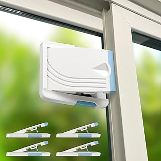 Sliding Door Child Lock, 4 Pack Child/Pet Safety Locks for Sliding Glass Doors, Sliding Windows, Sliding Closet Doors, Slide Patio Doors, Easy to Install, No Drill Tools Needed.