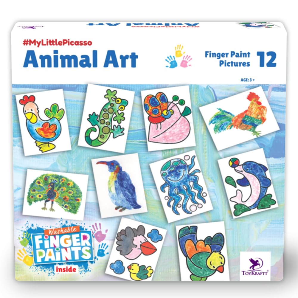 TOYKRAFTT Child Safe Finger Painting Kit to Paint Animal Pictures, Gift for Boys and Girls, Non Toxic Child Safe Colours, Painting book for kids 3-5 Year Old
