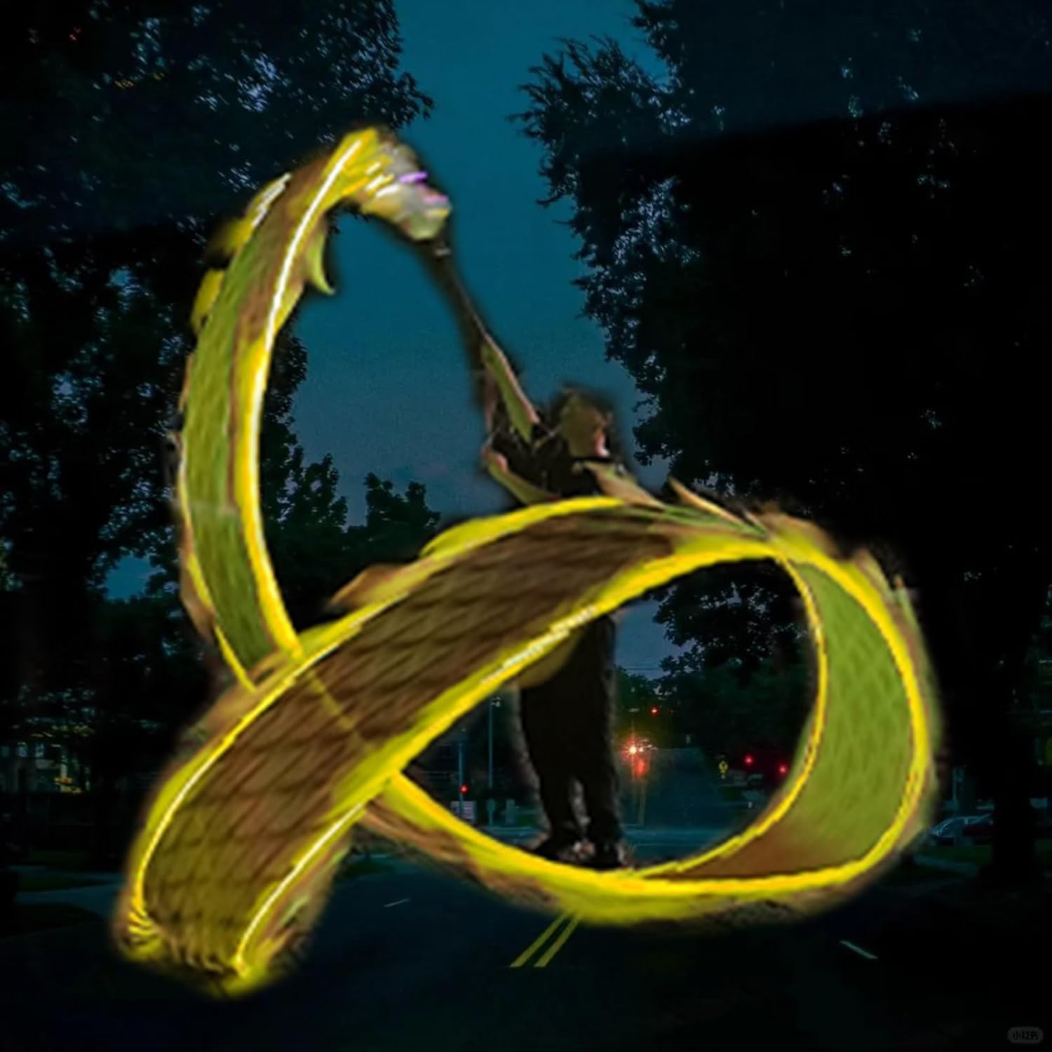 Dragon Poi Dancer jaune outdoor avec effet lumineux LED pour la nuit