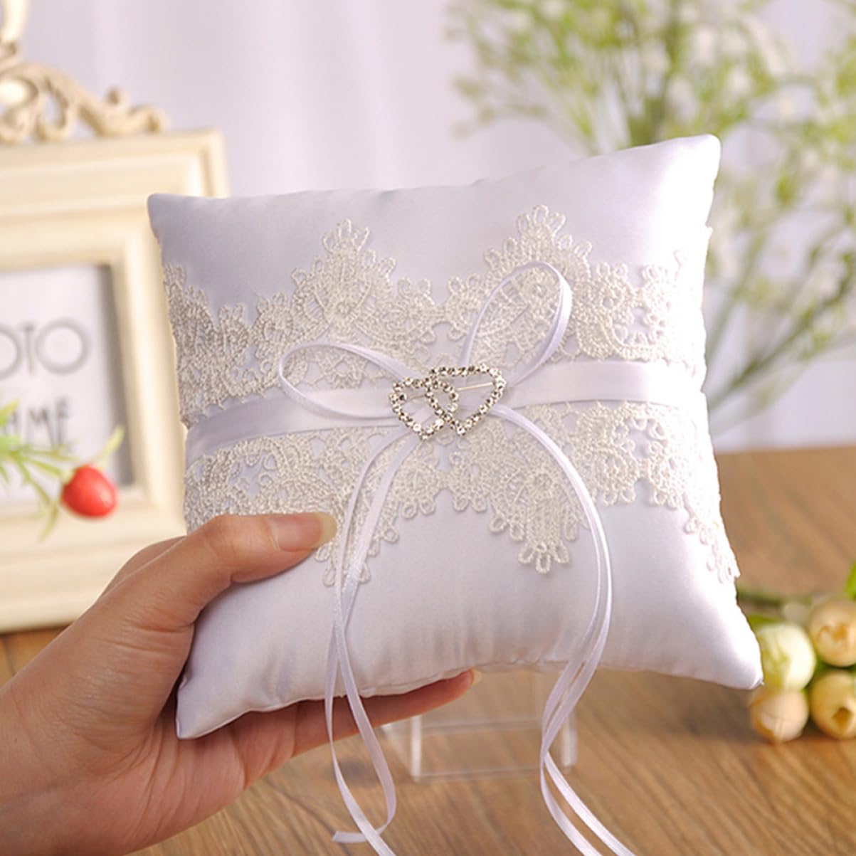 Cabilock 5 Pz Cuscino Di Perle Ad Anello Chiaro Gioielli Nuziale Decorazioni Accessori Anelli Per Le Donne Impostore Carta Agitarsi In Piedi Cuscini Anelli Di Fidanzamento Pizzo Bianca