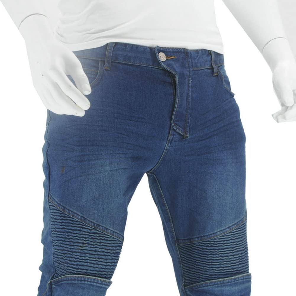 Jeans Uomo Pantaloni Moto Protezioni Biker Jeans Rinforzato Protezione con 2 Estraibile Protezioni Ginocchia E 2 Protettori Anca