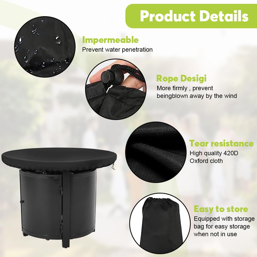 Housse De Protection Ronde Pour Brasero Et Plaque De Feu 80x100cm - 420D Oxford Anti-UV Imperméable Et Coupe-Vent