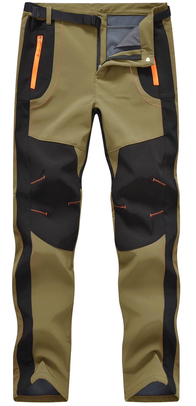 Rdruko Men's Snow Ski Pants Waterproof Insulated Winter Outdoor Snowboard Hiking Fleece Pants with Belt