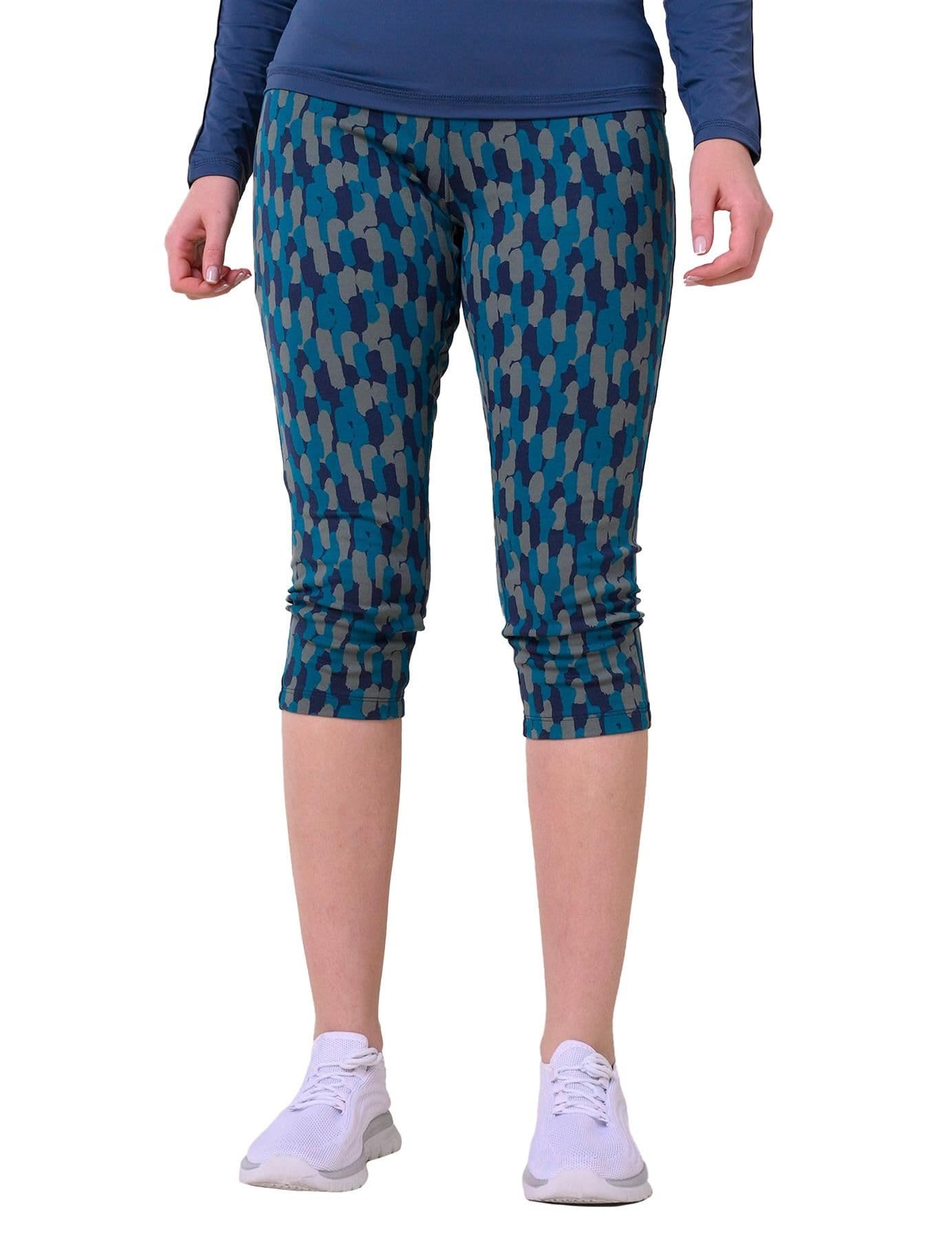 Enorsia Womens High-Waisted Printed Cropped Leggings with Elasticated Waistband – All Over Spot Print – Skinny Fit for Comfortable Wear(Navy, 12)