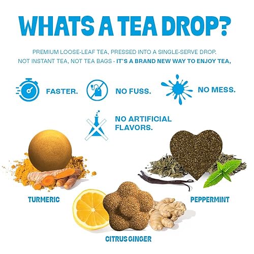 Miniatura 3 de Tea Drops Herbal Trio - Set de muestras de regalo  Té de hojas sueltas sin bolsa soluble  helado o caliente  Sin cafeína naturalmente endulzada