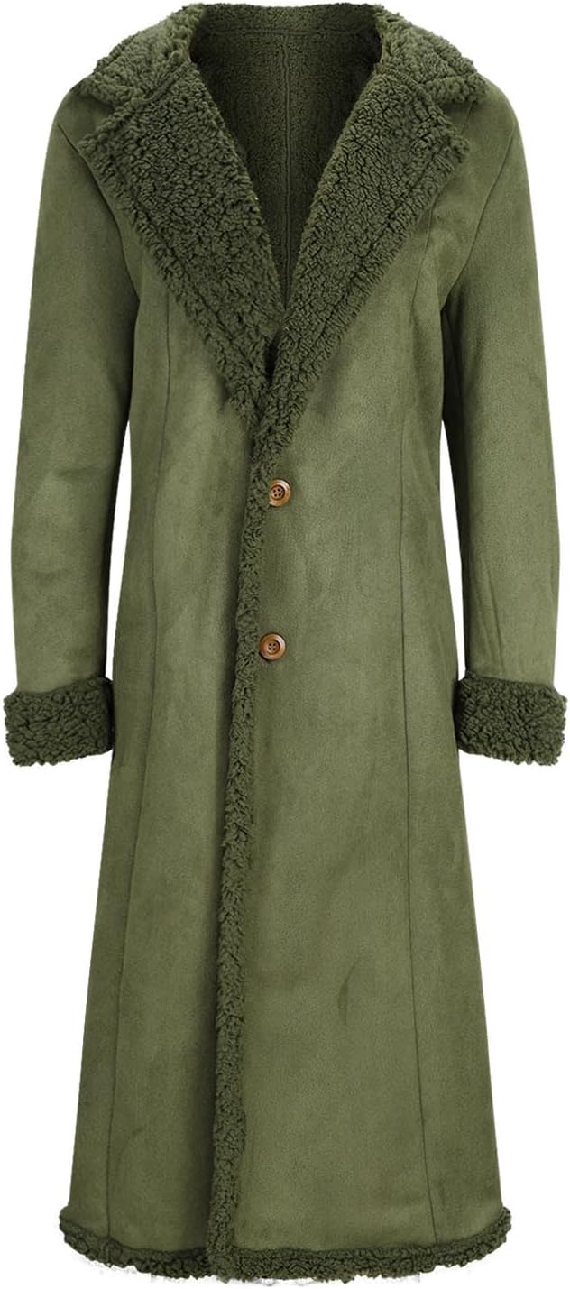 Long Winter Coats For Women Casual Business Faux Suede Leather Shearing Fuzzy Sherpa Lined Trench Overcoat Trendy - Image 7