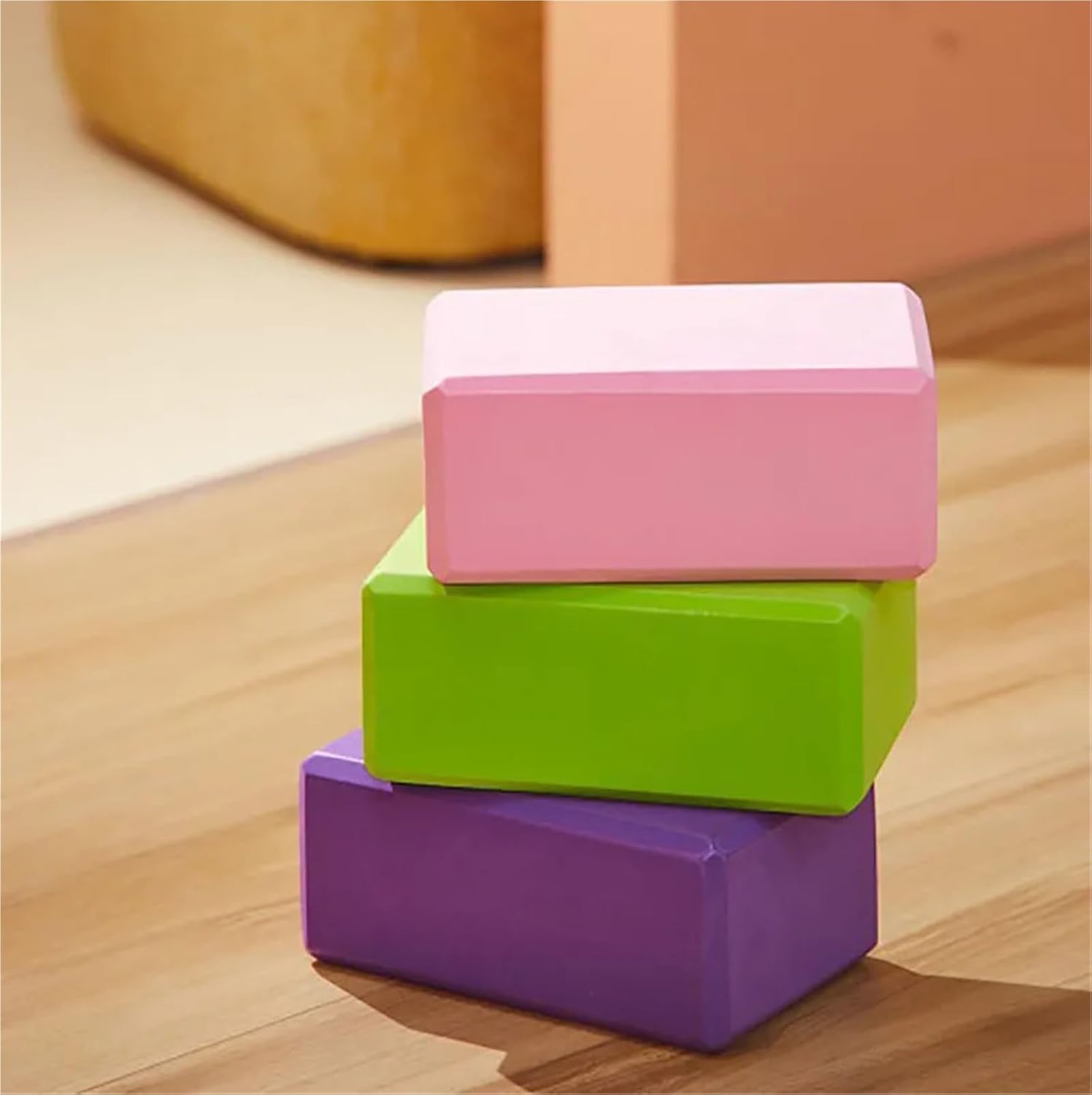 Yoga Wedge Block 3Pc High Density Yoga Blocks,EVA Foam Exercise Workout Fitness Bricks,Pilates Stretch Handstand Non-Slip Gym
