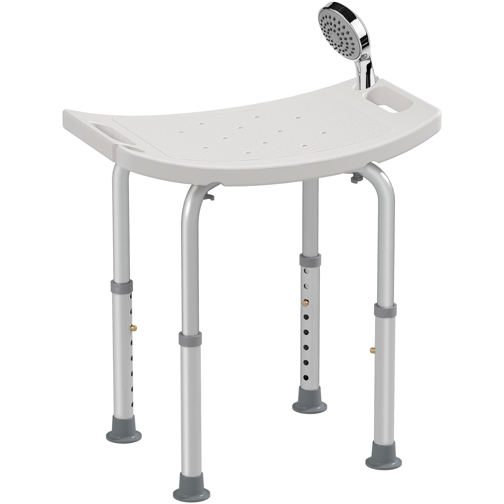 HOMCOM Sgabello Sedile Sedia per Doccia Bagno, Antiscivolo, Altezza Regolabile