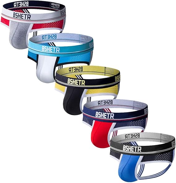 BSHETR Men's Jockstraps Athletic Supporters 5Pack Ultra Soft Daily