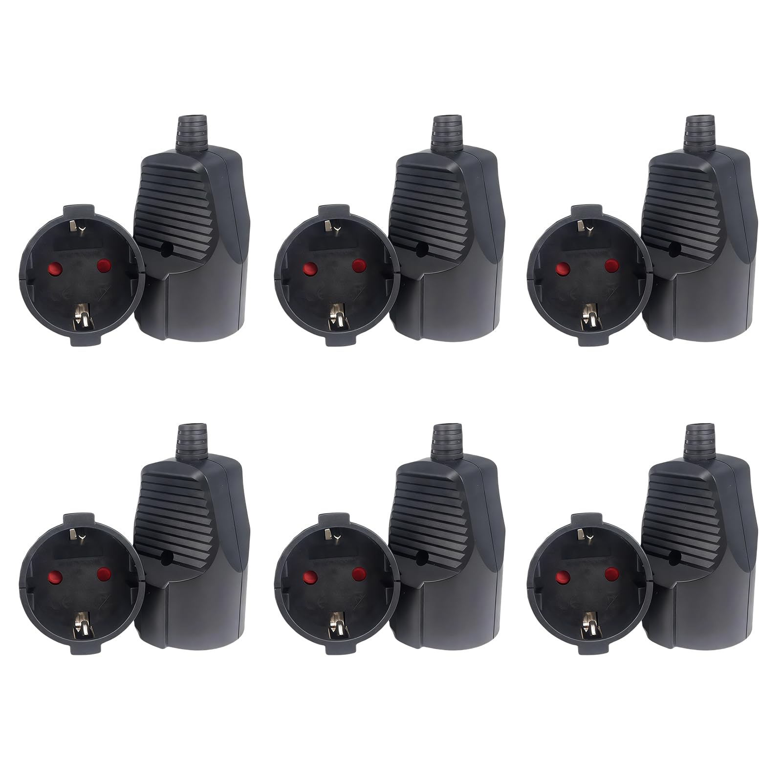6 pezzi frizione Schuko 16 A: WIYETY Schuko spina esterna spina rotonda 16 A con protezione antipiega, collegamento spina Schuko 250 V, IP44, guarnizione per esterni, colore nero