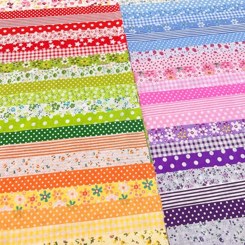 Image of Cotton Fabric DIY Making Supplies Quilting Patchwork Fabric Fat Quarter Bundles DIY for Quilting Cotton Patchwork Cushions (red /Green, 9.8 inch x 9.8 inch)