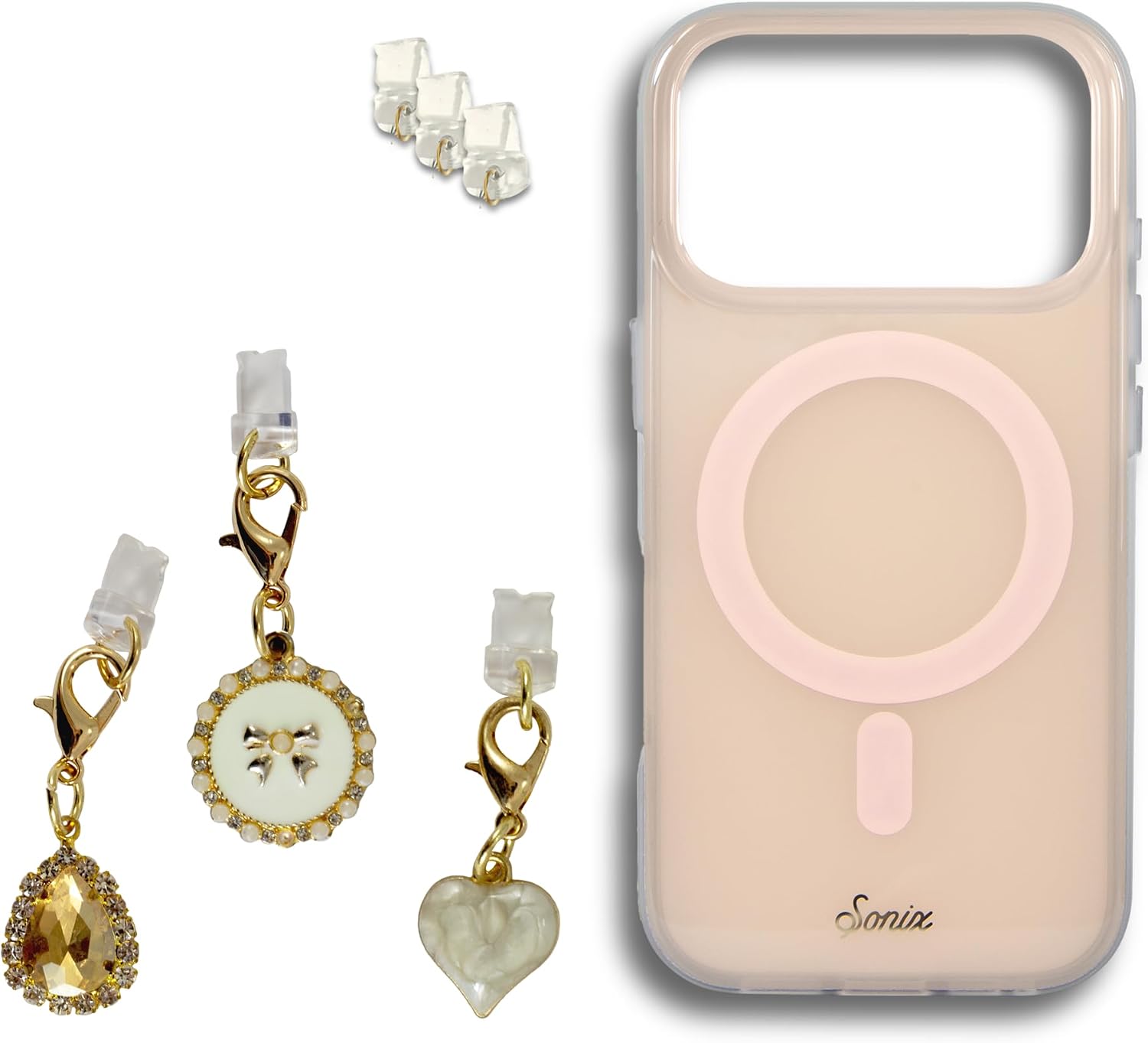 Sonix Case + Charging Port Charms (3 Pack) - Coquette for iPhone 17 Pro Max | Jelly Apricot