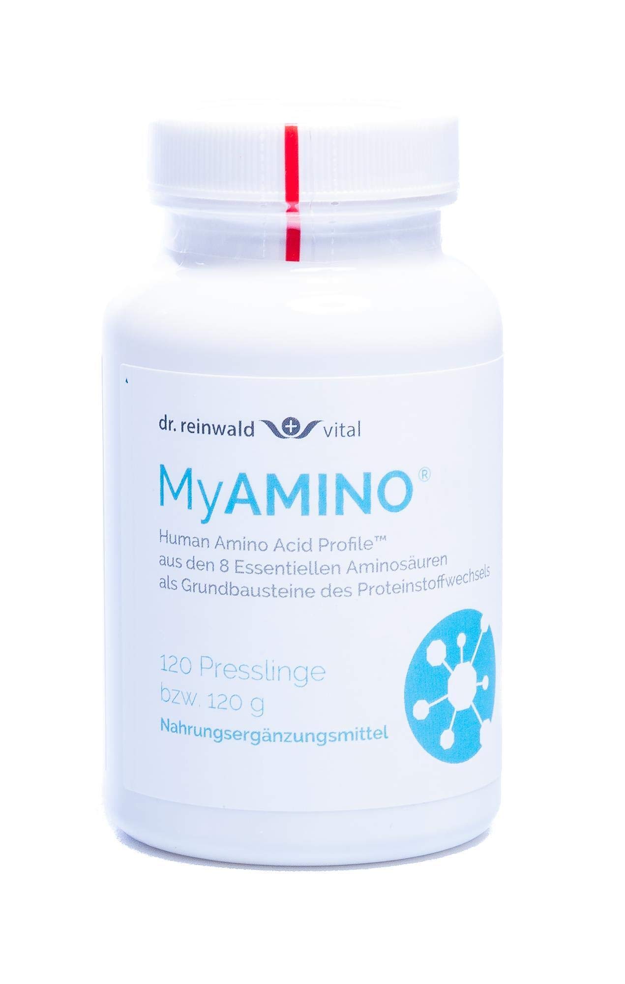 dr.reinwald MyAMINO – 8 essentielle Aminosäuren als Grundbaustein des Eiweiß-Stoffwechsels – Mit dem höchsten Proteinnährwert weltweit – 100% pflanzlich – 120 Presslinge