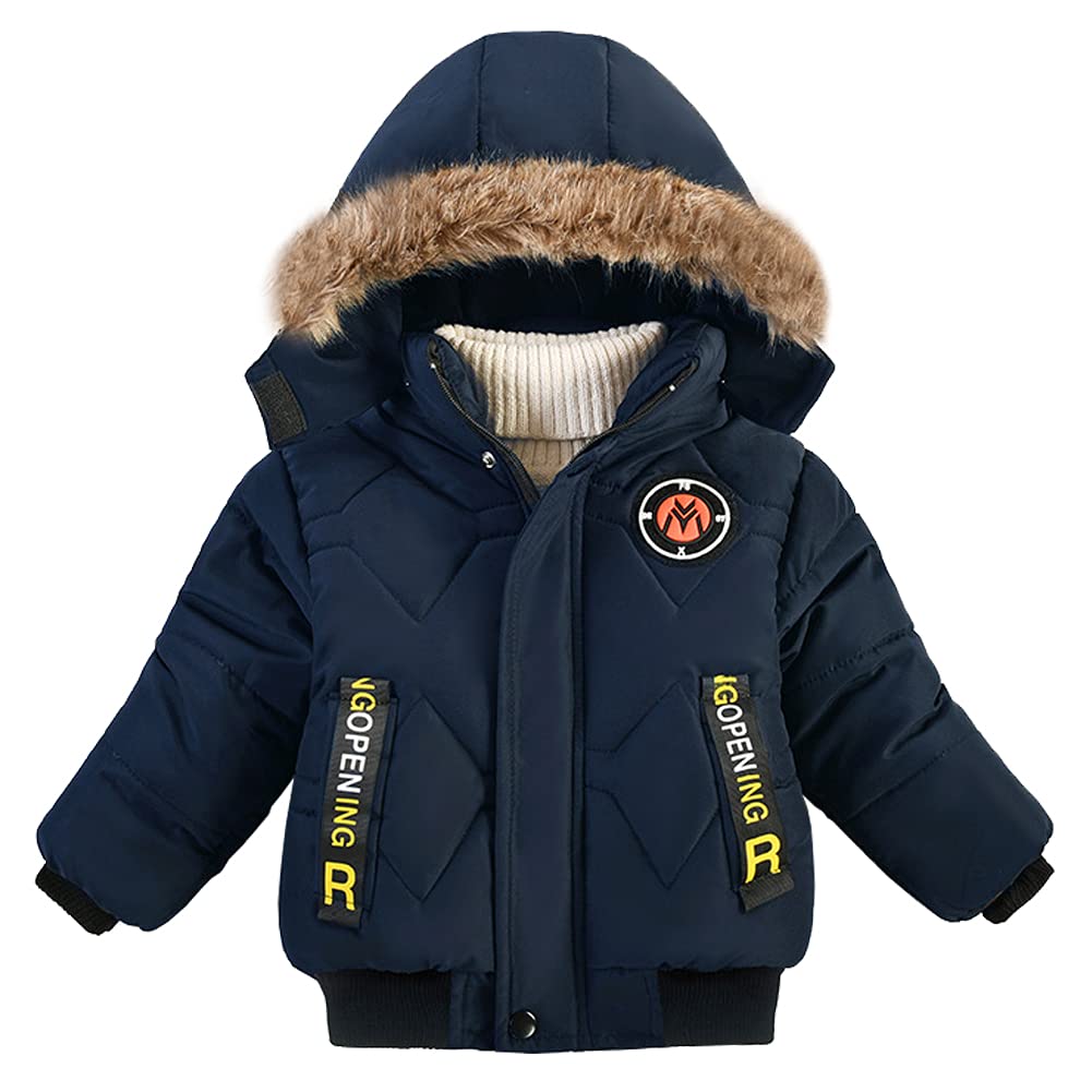 Kinder Winterjacke Jungen, Mädchen Steppjacke mit Abnehmbar Kapuze Warm Verdicken Wintermantel