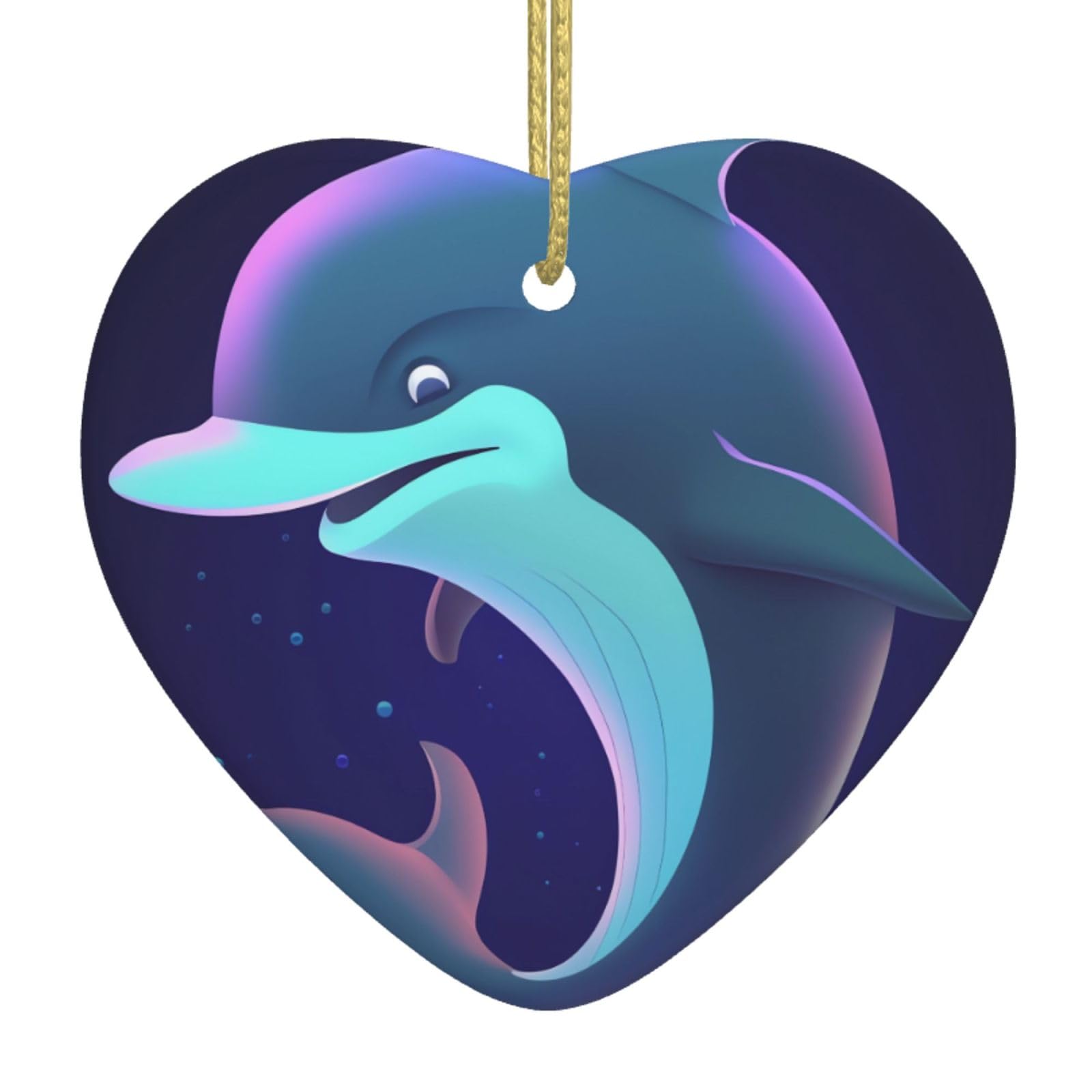 Dolphin (1) (1)_看图王 Christmas Ornament 2025 Heart Ceramic Hanging Ornaments for Home Decor Christmas Decorations with Gold Rope Double-Sided Xmas Tree Ceramic Hanging for Holiday Party