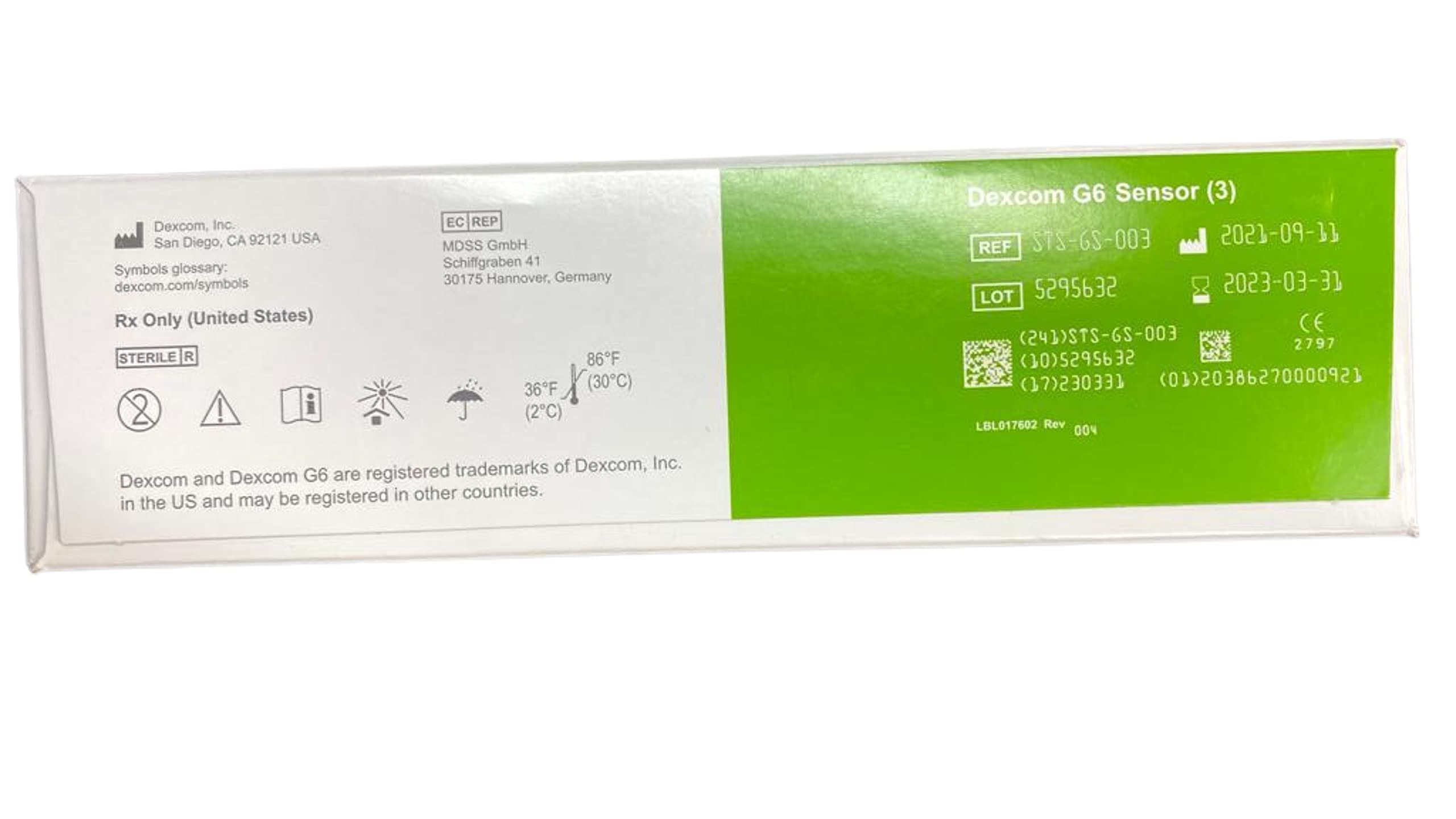Dexcom Sensore G6 e applicatore (3 pezzi) per misurare continuamente il glucosio senza formicolio, bianco, arancione, 10