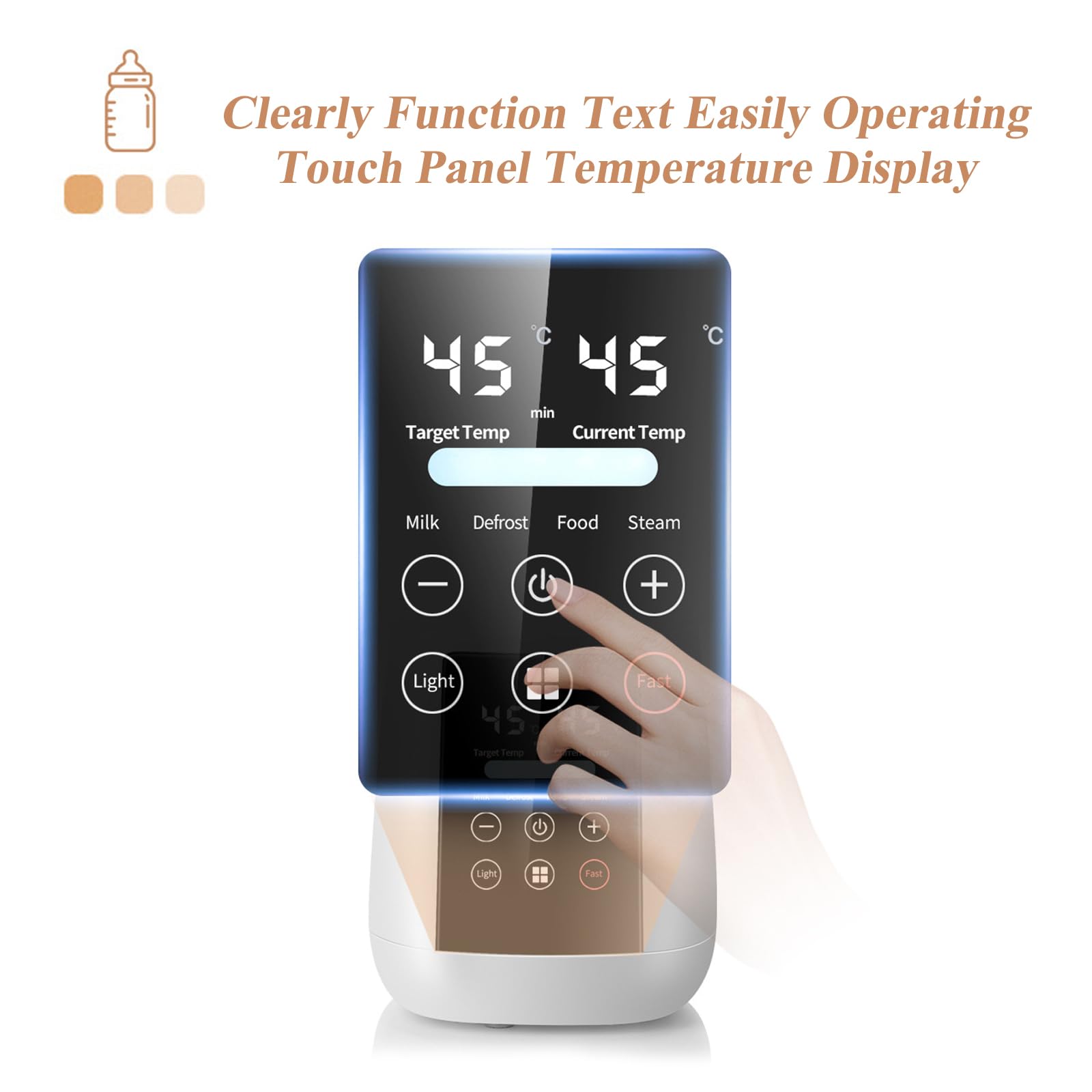 Flaschenwärmer Baby, Sterilisator für Babyflaschen, 6 in 1 Babynahrungsheizung, BPA-freier, LCD-Display Temperaturregelung Nachtlicht Babykostwärmer Auftauen Warmhalten Für Muttermilch Babynahrung