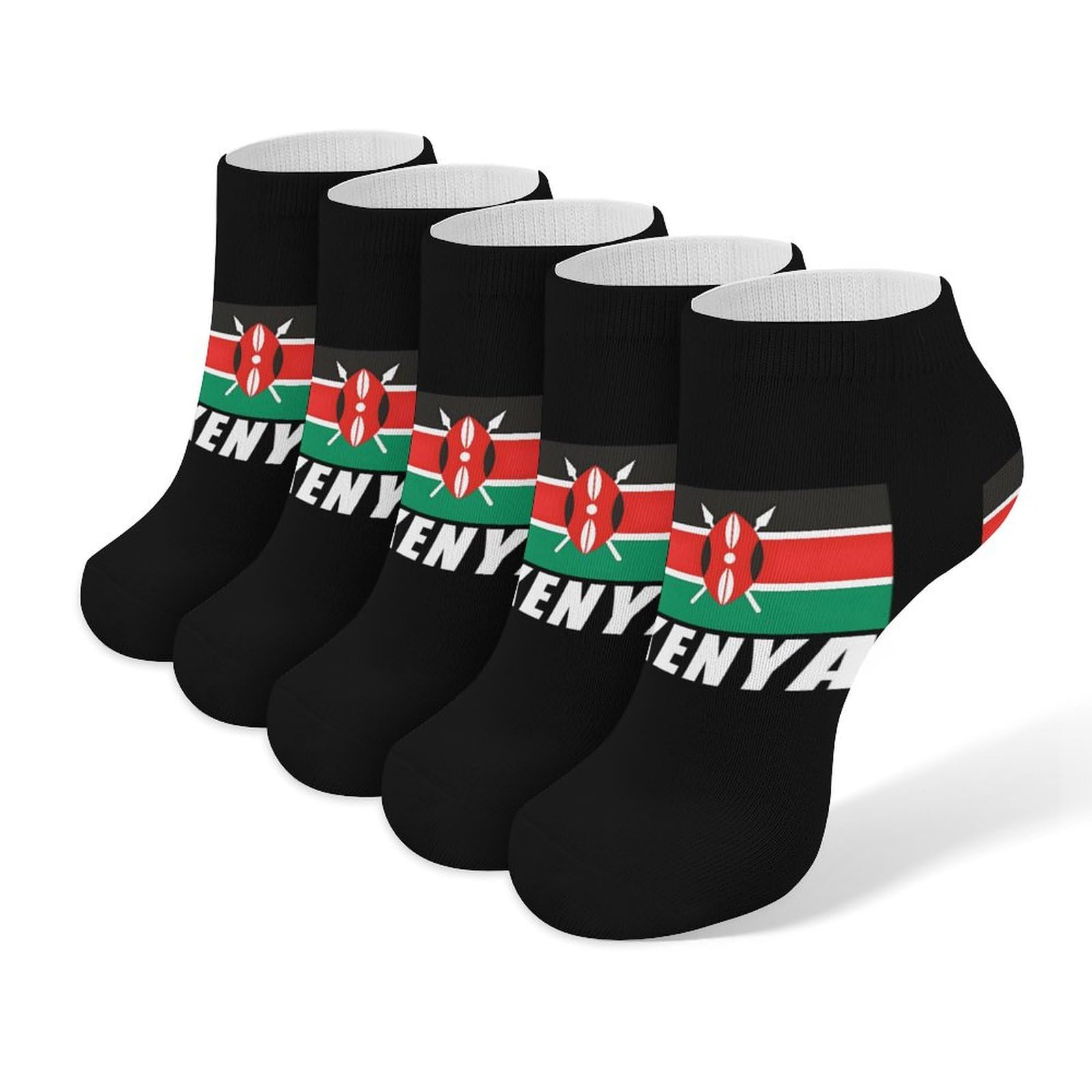 asbwuo Kenyan Flag Kenya Ankle Socks 5 Pairs Casual Low Cut Short Socks Athletic Crew Sock