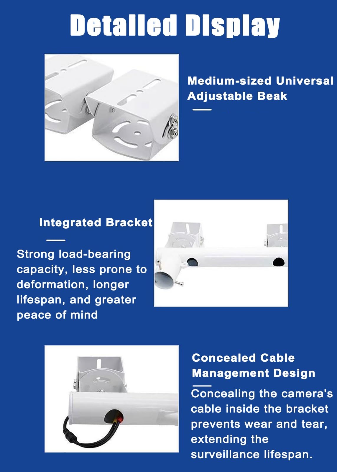 Staffa Telecamera Sicurezza Supporto per telecamera di sicurezza a parete, palo di sorveglianza in metallo antivento e antipioggia, supporto universale robusto per esterni(Single-gun corner mount)