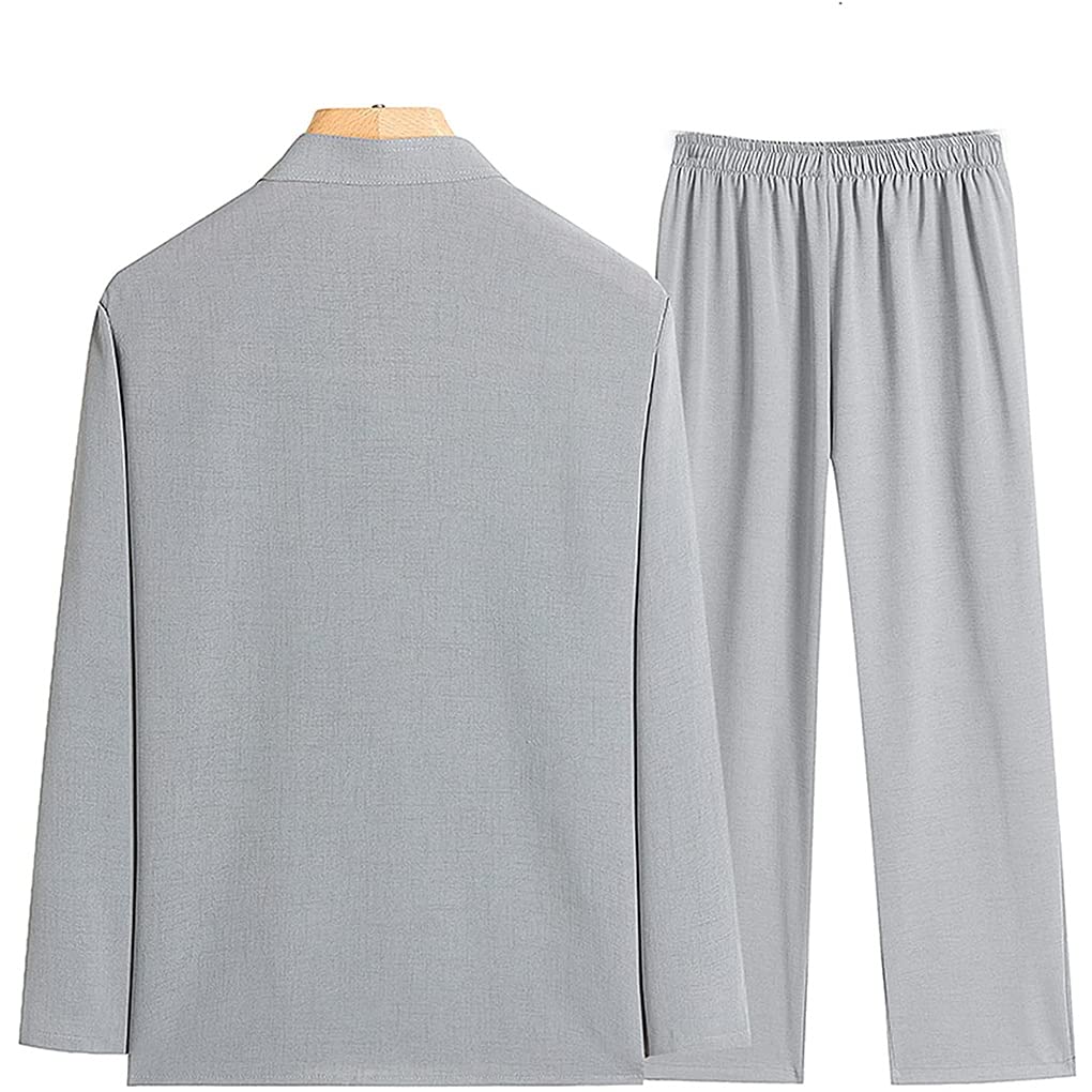 Abito tradizionale cinese a maniche lunghe Tang Kung Fu Uniforme Camicia da uomo Giacca Kung Fu, uniforme Tai Chi, Cappotto a maniche lunghe da uomo Hanfu Top e pantaloni