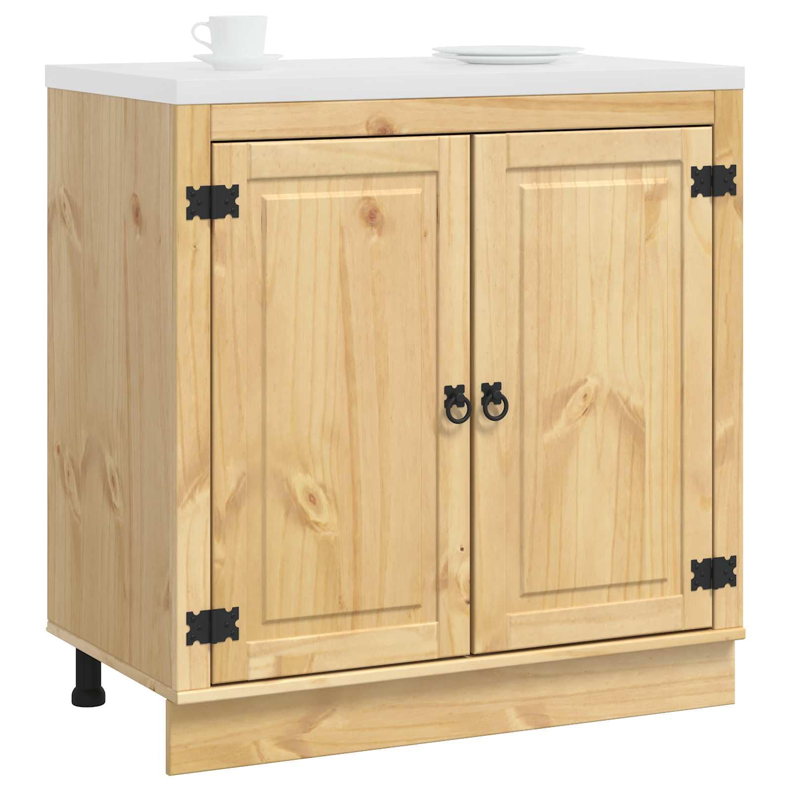 Küchenschrank Kiefer massiv Honigbraun 80 x 46 x 81,5 cm Modernes Design mit 2 Türen & 1 Regal Robuste Aufbewahrungslösung für Küche Esszimmer Flur