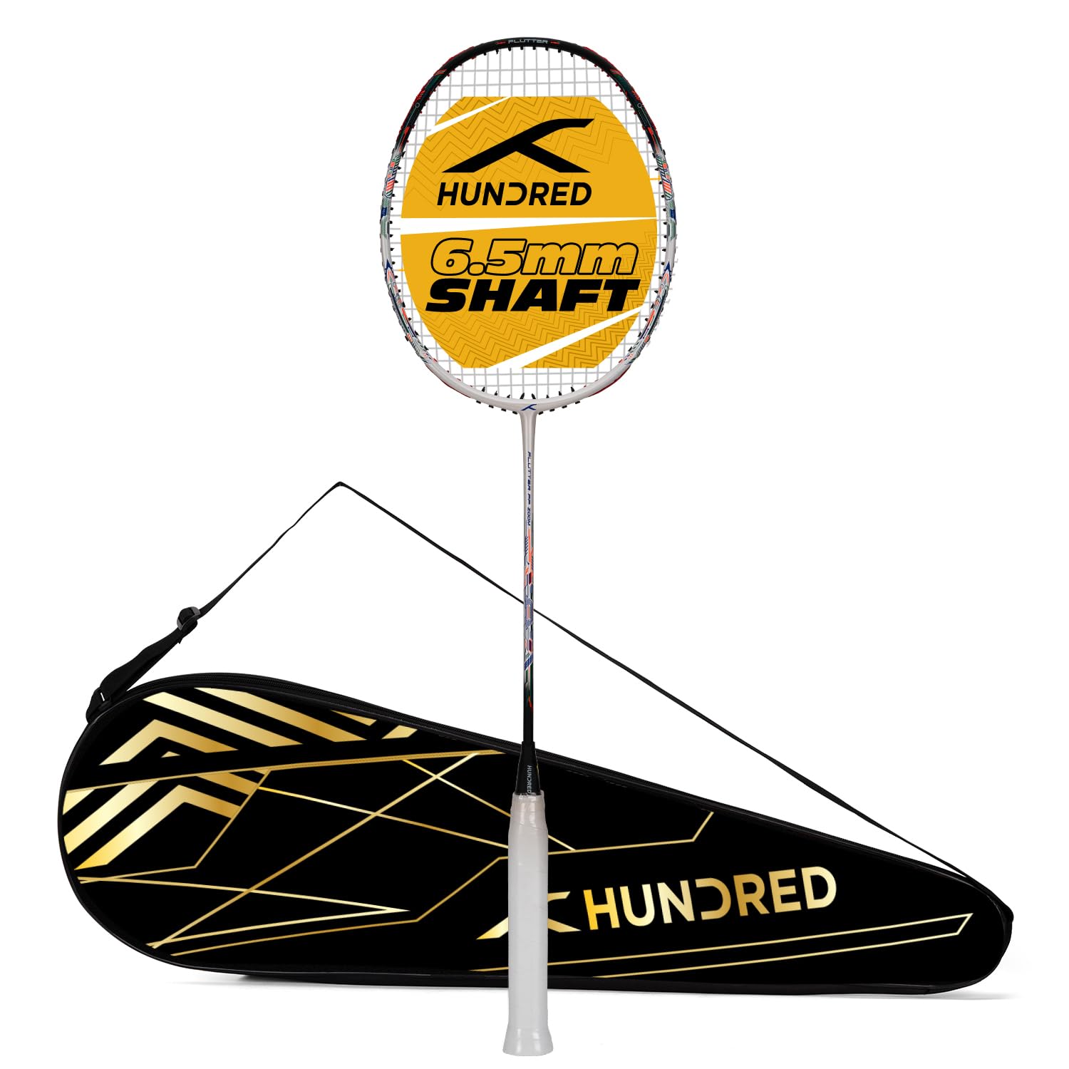 HUNDRED Flutter FF Zoom Ultra-Thin 6.5mm Shaft Badminton Racket with Full Racket Cover (78 g, Max Tension : 32 LBS)