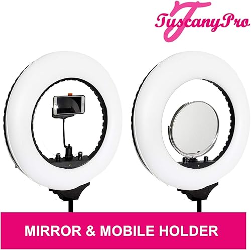 Miniatura 7 de Silla portátil para estilista con anillo de luz LED de 14 pulgadas, perfecta para estilistas, salón de belleza con altura de asiento ajustable,